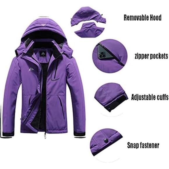Women's‎ Plus Size Warm Winter Coat Hooded Waterproof Ski Jacket Mountain - Picture 6 of 7